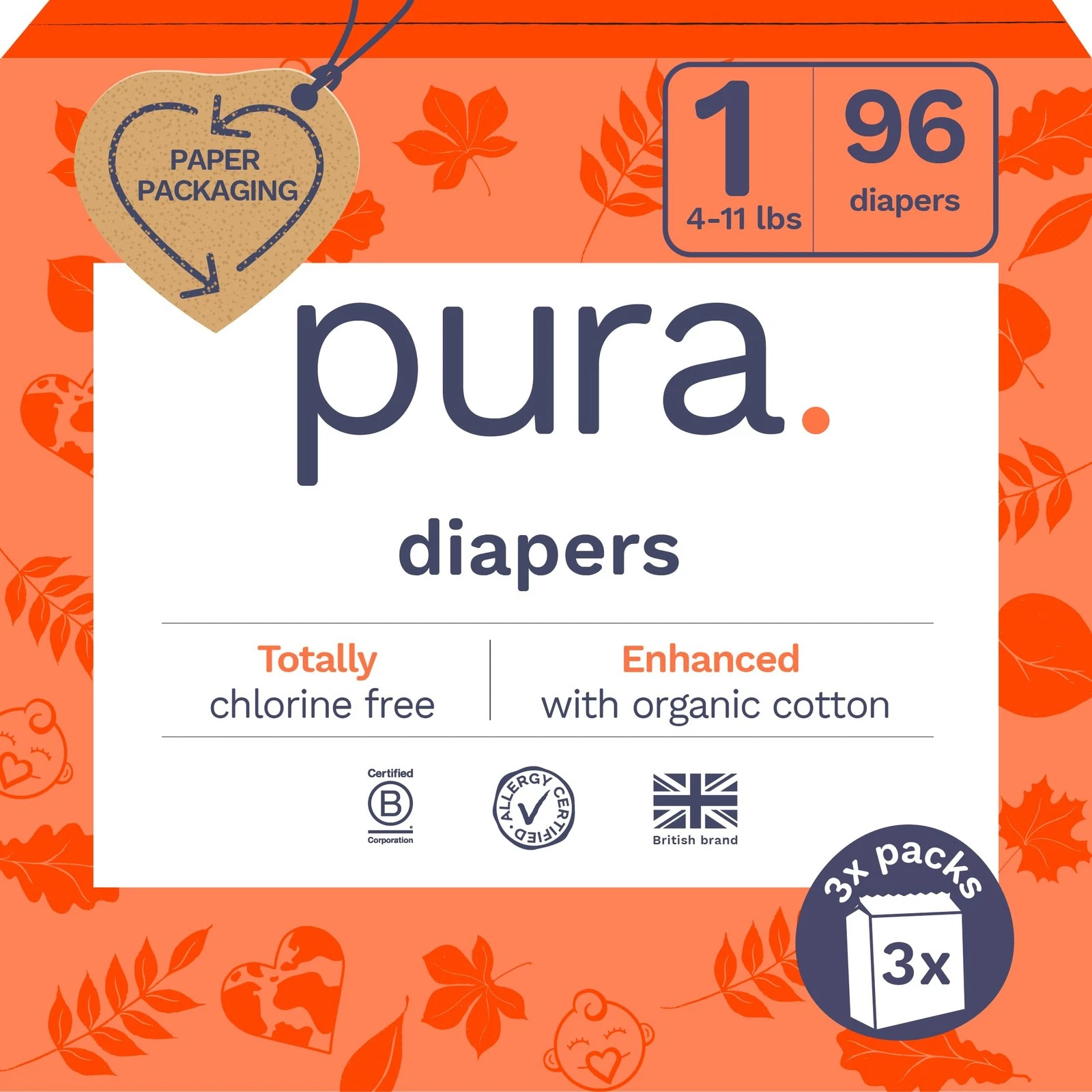 Hypoallergenic Diapers, Size 1 (4-11lbs), Newborn, Totally Chlorine Free, Wet...