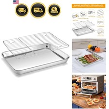 10x12 Inch Stainless Steel Quarter Sheet Pan with Wire Cooling Rack