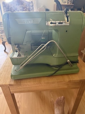 Elna Supermatic Electric Portable Free Arm Sewing Machine w/ Case & Manual