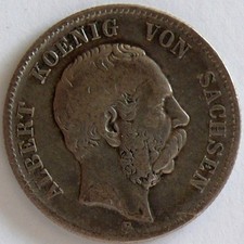 Sachsen 2 Mark 1876 König Albert, Silber