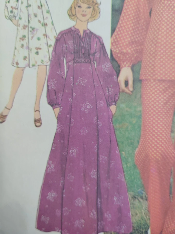 Gown Caftan Dress Tunic Top Pants 12 Simplicity 7371 Sewing Pattern Cut VTG - Image 4 of 4