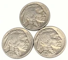 # C7965   U.S.  BUFFALO   NICKELS    3  COINS,   1935, 1936, 1937