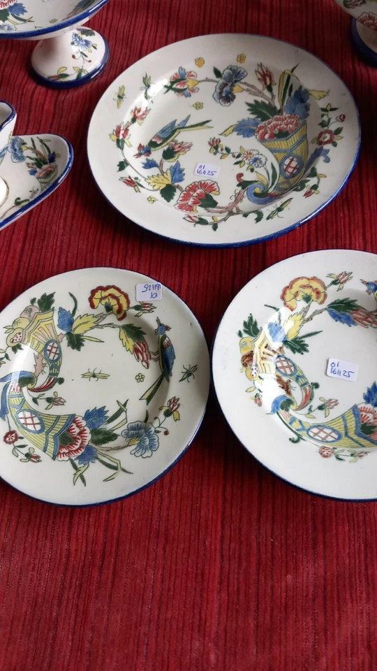 Partie de dînette en faïence de Gien XIXe Rouen corne d'abondance vers 1870 - Photo 3/4