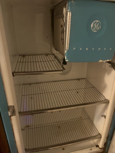 General Electric Vintage Blue Refrigerator Collectible Major Appliance