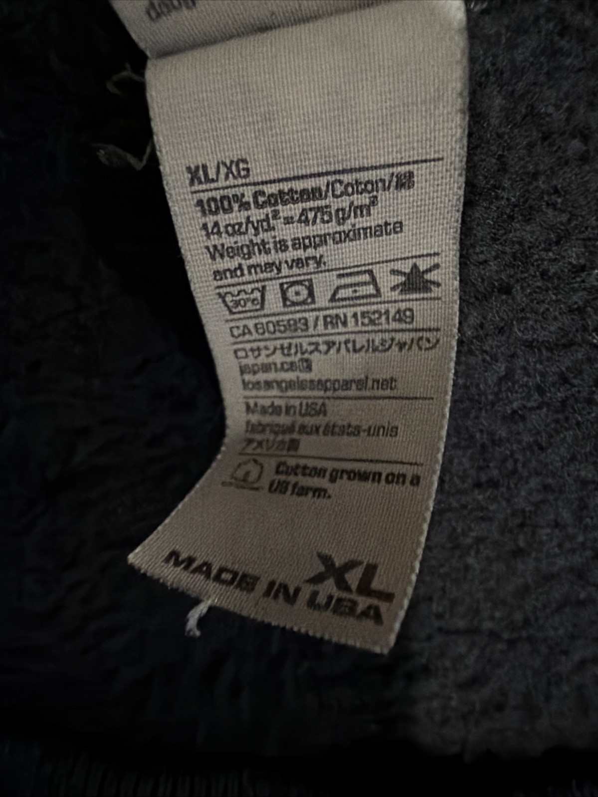 LOS ANGELES APPAREL black (dark Ivy) heavy weight Crewneck Sweater 14oz SIZE XL