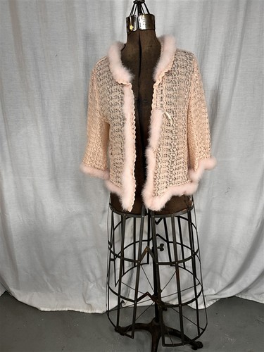 antique bed jacket bust 34 in. lingerie white w/down feathers 1920-40's 