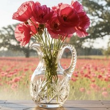 Antique American Brilliant Period (ABP) Cut Glass Pitcher Flower Vase 8.25” READ