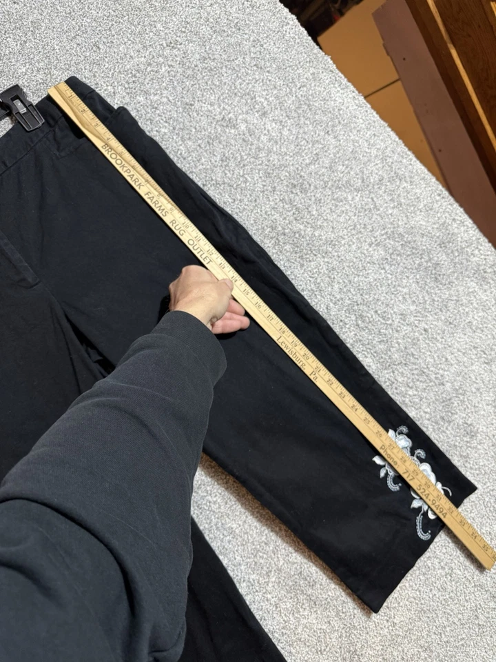 Винтажные женские брюки-капри 90-х Y2K Geoffrey Beene размер 16 с вышивкой цветочный узор богемное - Изображение 4 из 4