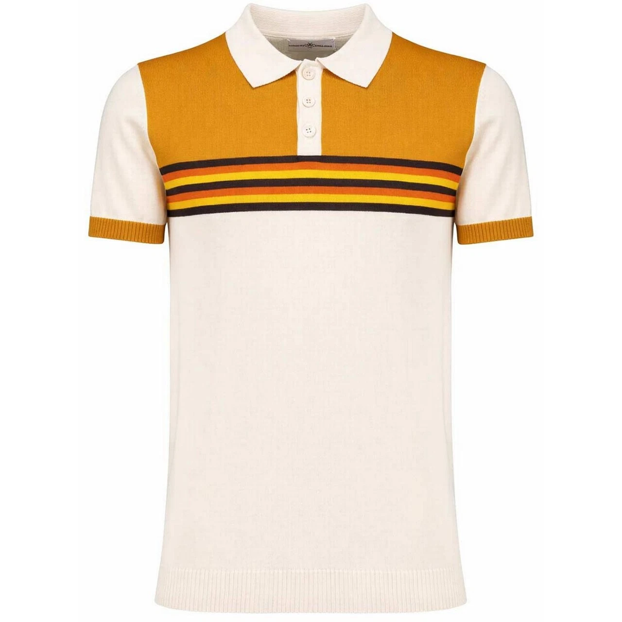 MADCAP RETRO 70s 80s STRIPE KNITTED POLO SHIRT MENS MOD SLIM FIT Rewind MC1158