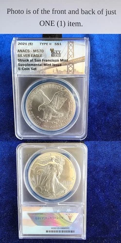2021 S $1 American Silver Eagle Type 2 ANACS MS70 Emergency Production Key Date