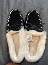 J Crew Women's Black Suede Faux Shearling Moccasin NW/OT Sz 8