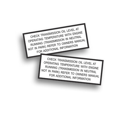 CHECK TRANS FLUID Decal Automatic Transmission ATF Sticker Dexron II ...