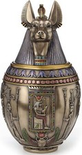 Bronze Jar Rare Egyptian Anubis Dog Memorial Urn Quality Resin Easy Remove New