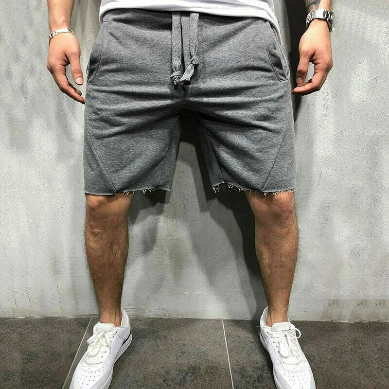 Men Shorts Wild Style Solid Color Ripped Short Pants Jogger Workout Shorts  Men | eBay