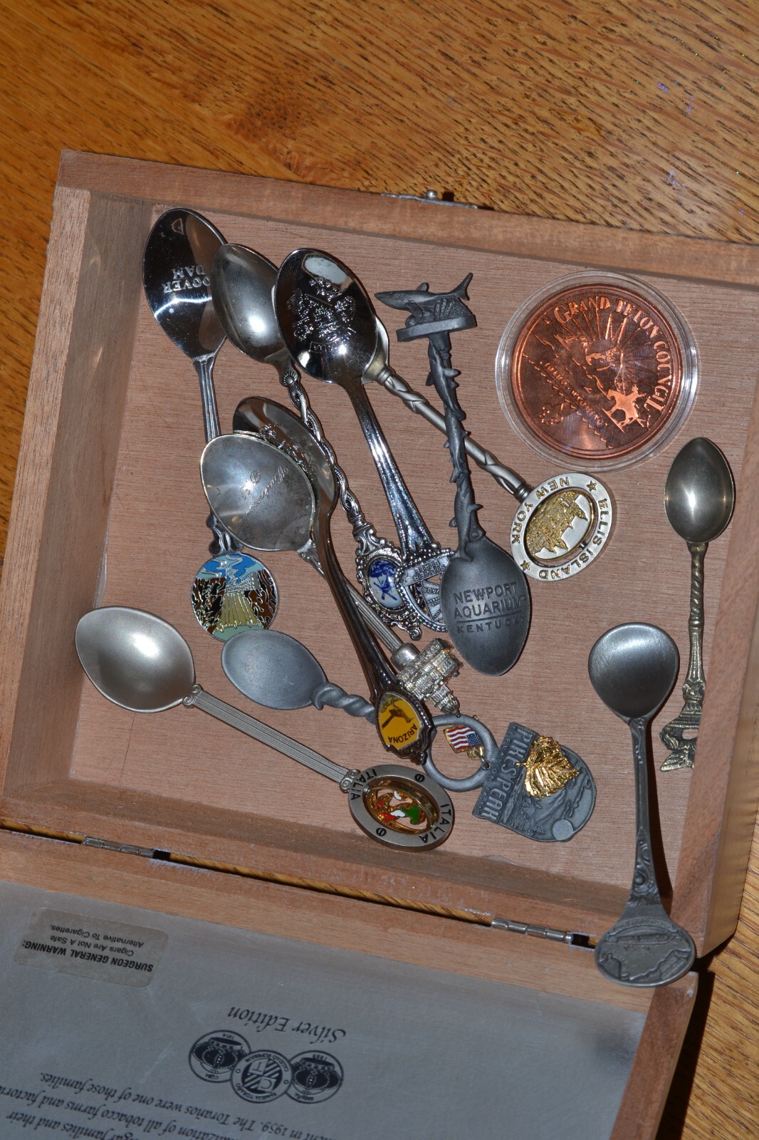 Vintage Souvenir Spoons Lot unsorted silver colored spoons eBay