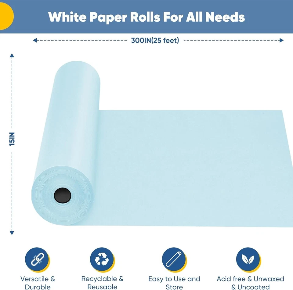 Papel de Envolver de Pascua Azul, 15"X450" Tablón de Anuncios Azul Claro Construcción Arte C Foto 3 de 4