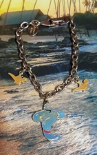 Vintage Disney Aladdin Charm Bracelet - Magic Lamps and Enamel Acrylic Genie