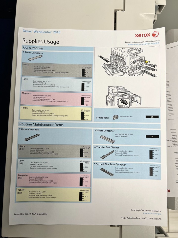 Xerox WorkCentre 7845 Multifunction Color Printer w/Finisher | eBay