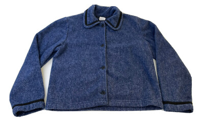 Summit Dog Womens Short Blue Fleece Button Up Jacket Size Small Made In USA GUC