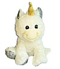Spark Create Imagine UNICORN White 11" Rattle Plush Grey Minky Dot Crinkle Feet