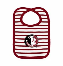 Florida State Seminoles Striped Bib Newborn Baby 100% Cotton Zelcro Closure NEW