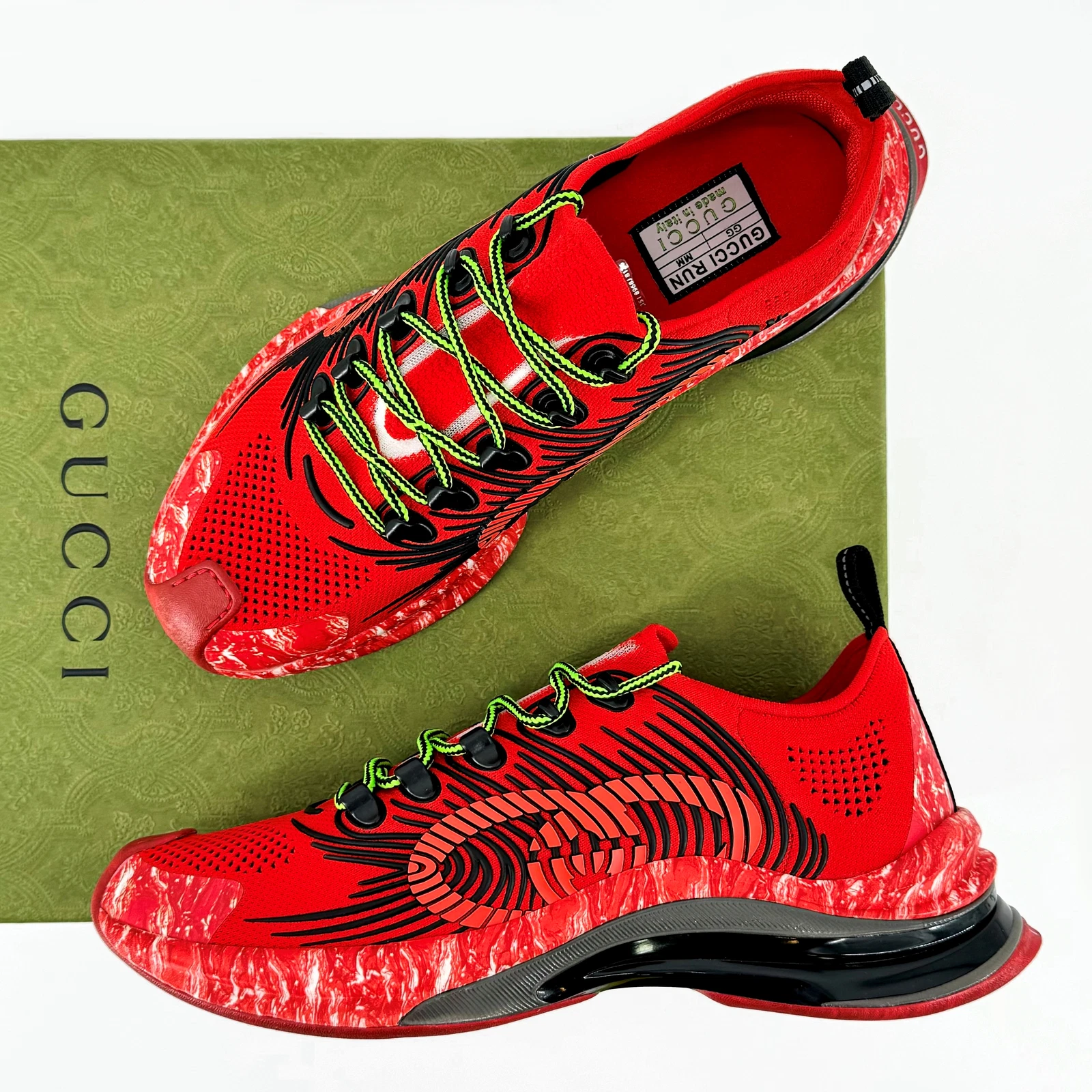 Baskets basses homme neuves Gucci Run GG logo rouge/noir taille G 10 US 10,5 authentiques