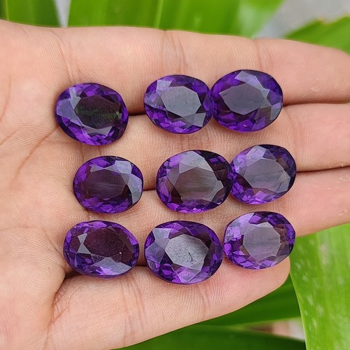 Natural 107 Ct Certified Brazilian Violet Amethyst Oval Cut Gemstone 9Pcs Lot - Picture 6 of 6