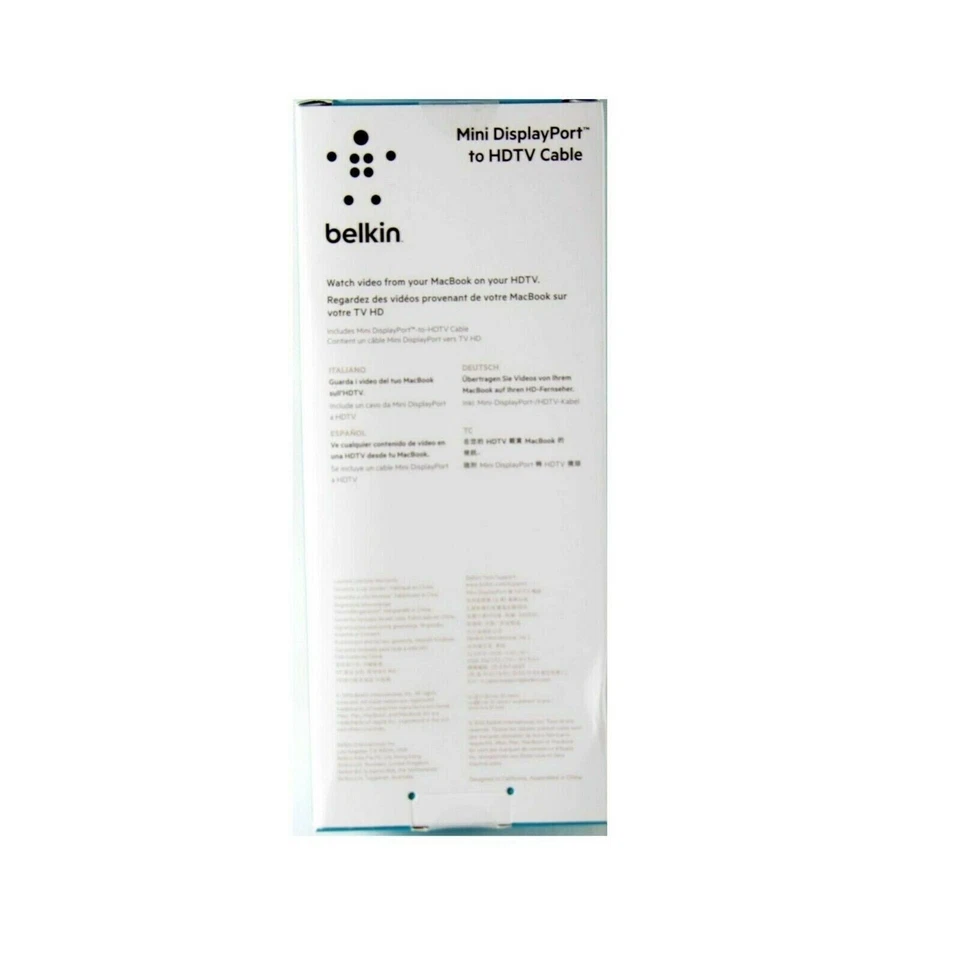 BELKIN MINI DISPLAYPORT TO HDMI CABLE DISPLAY PORT MACBOOK HD 1.8M F2CD044YW2M - Image 3 of 3