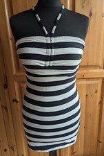 Primark Strapless Boob Tube Bandeau Sleeveless black+white stripe Top BNWT 8/10