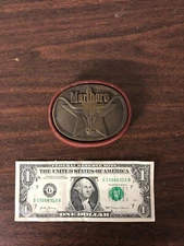 vintage 1987 Philip Morris, Inc. Marlboro Brass Belt Buckle 3 1/2"Across 2 1/2"H