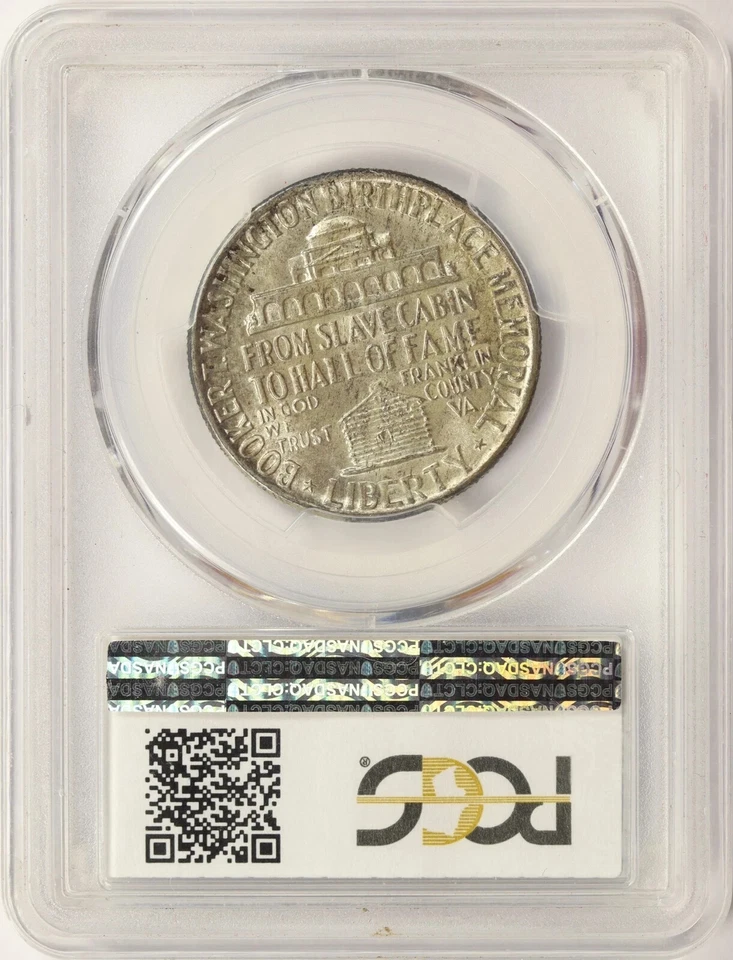 1946 50c Booker T. Washington Silver Half Dollar Commemorative PCGS MS66 Toned - Image 3 of 4