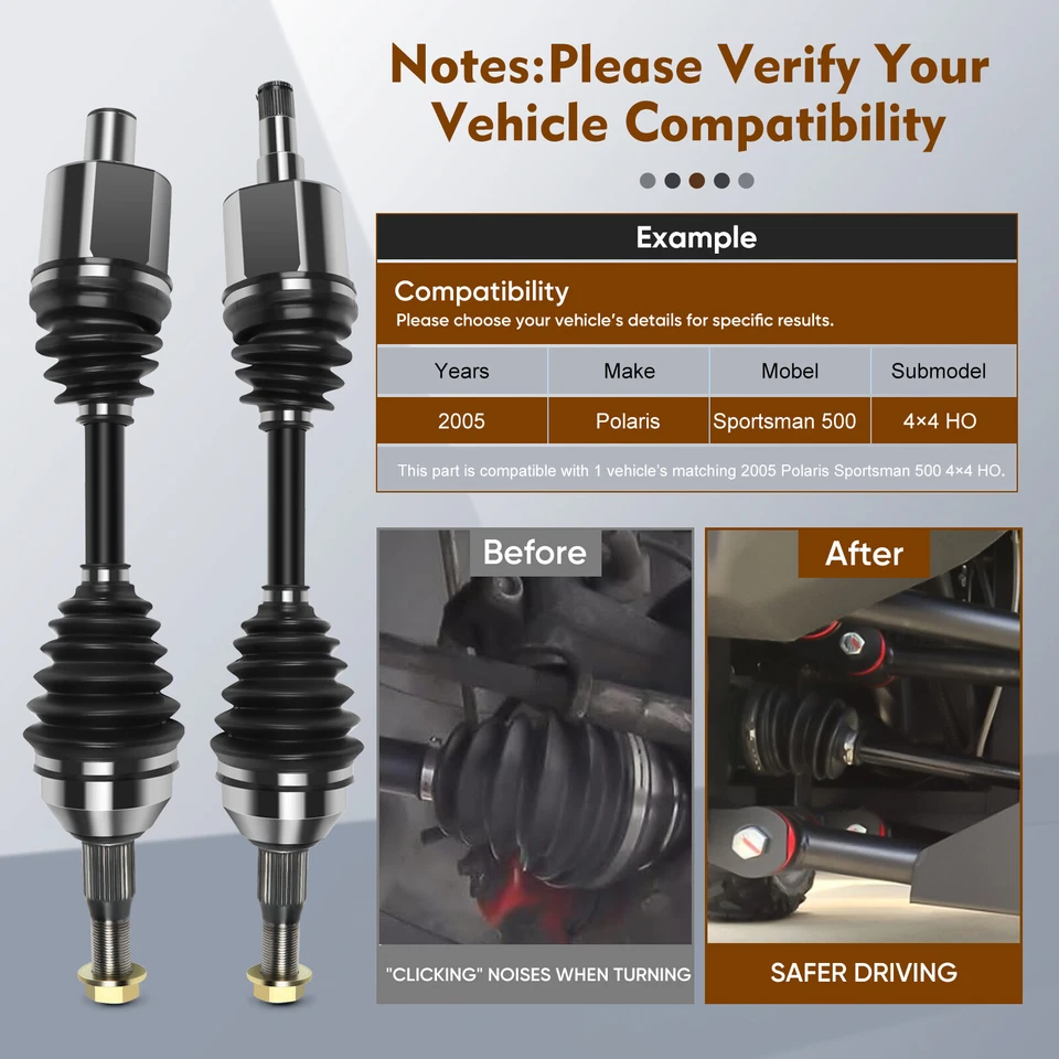 Par de ejes delanteros para Buick Century 3,1 L 2000-2005 Regal 3,8 L 1998-2004 CV Foto 4 de 4