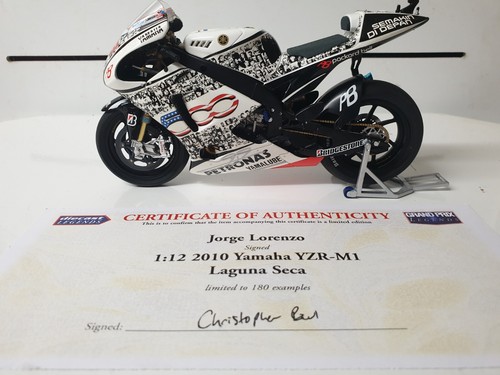 1/12 Minichamps 2010 Jorge Lorenzo Yamaha Laguna Seca FIRMADO con certificado de autenticidad