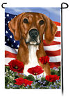 Patriotic Flowers Garden Flag - Red and White Plott Hound