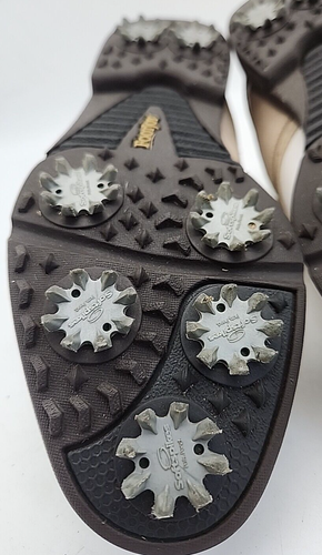 Scarpe da golf FootJoy GreenJoy da donna taglia USA 6,5 M bianco marrone sella 48746 - Foto 13 di 13