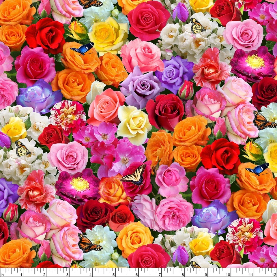 Elizabeths Studio - Ráfaga de color - Rosas - Multi - 663E-MULTI, tela por comprar Foto 2 de 2