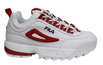Fila Disruptor CB Low Womens Trainers White Red Lace Up Casual Shoes  1010604 02A | eBay