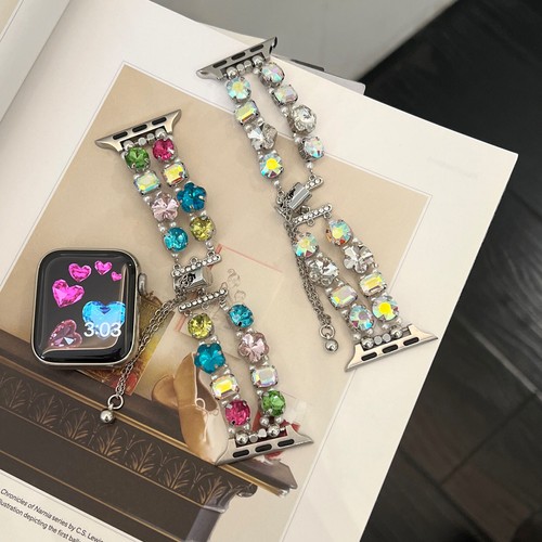 Correa de diamantes de perlas para Apple Watch 49 mm 38 42 41 45 44 40 mm correa de metal brazalete - Imagen 4 de 26