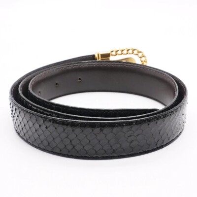 CAGGIANOVintage 22K Gold Plated Snakeskin Leather Belt Size  display picture 1