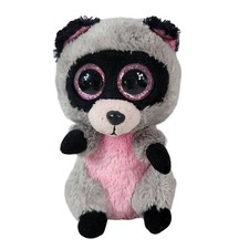 Ty Beanie Boos Rocco Raccoon Beanbag Plush Gray 6" Glitter Eyes 2014 Stuffed