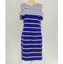 Vince Camuto Sheath Dress Women's Size 8 Cold Shoulder Stretch Striped Knit NEW