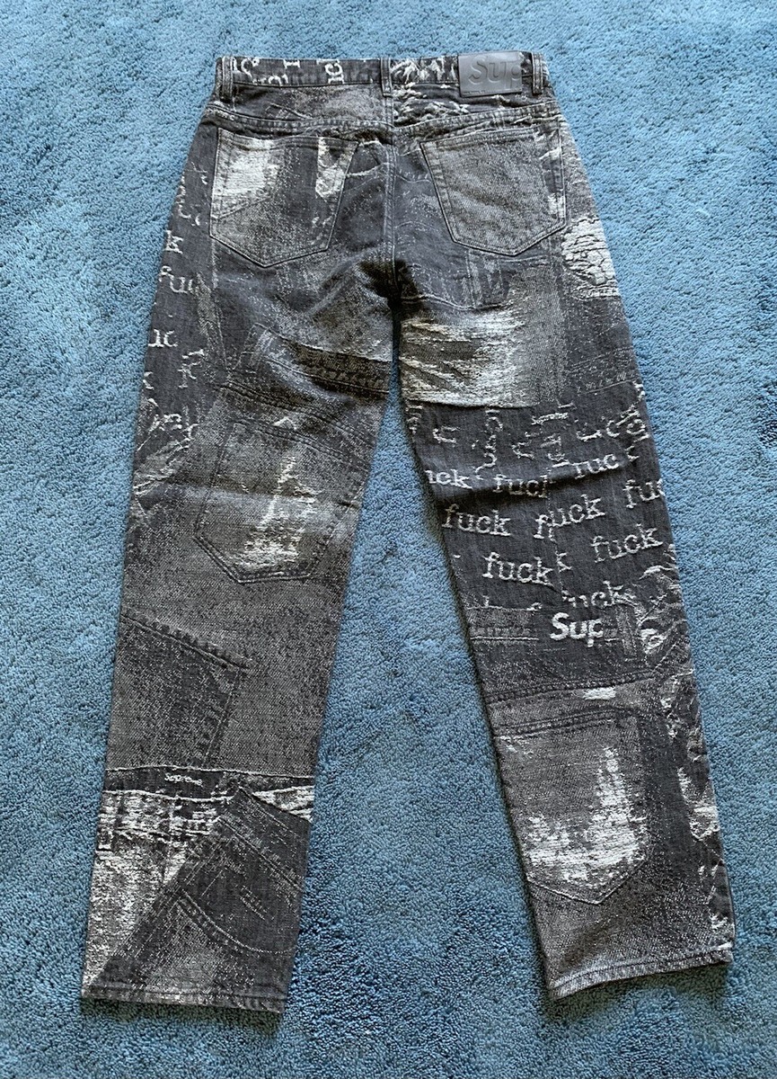 SUPREME Archive Denim Jacquard Regular Jean Black Size 30