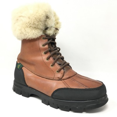 Lauren Ralph Lauren Quinta Winter Boots Shoes Womens Size 6.5 Brown Sheepskin