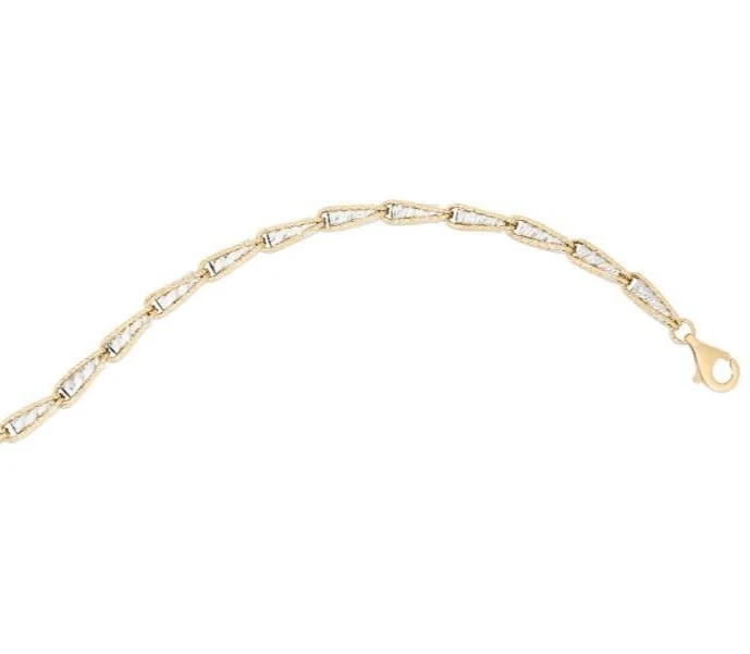 Brazalete de cadena de 3,2 mm de oro de 14k de dos tonos 7,5" D/C de lujo de eslabones 5 gramos Foto 3 de 4