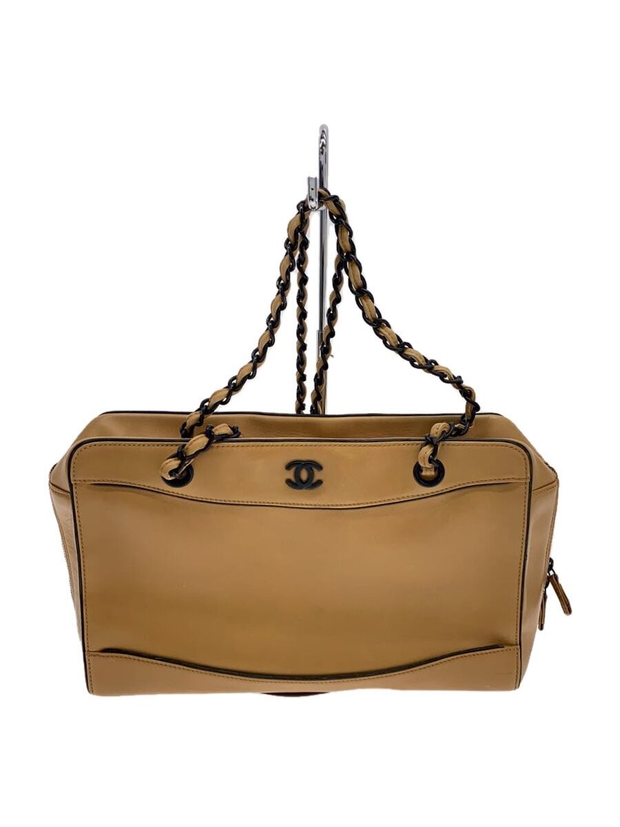 CHANEL Coco Mark Leather Tote Bag with Chain Shoulder Strap CML A16834