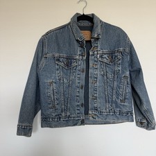 Levi's Blue Denim Jacket Lined w/ Pockets Button Front Kids Medium 12/14