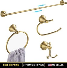 Brass Bathroom Accessories Set, Antique Adjustable Towel Bar  Holder Rack