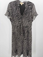 MICHAEL Michael Kors Black Size Small Printed Shift Midi Short Sleeve Dress