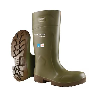 Dunlop 5183155 Unisex Tall Rubber Boots, Steel Toe, Green, Men's 4, Women's 6
