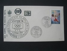 Briefmarke Spanien FDC Ersttagsbrief Olympische Spiele M&uuml;nchen 1972 Gewichtheben